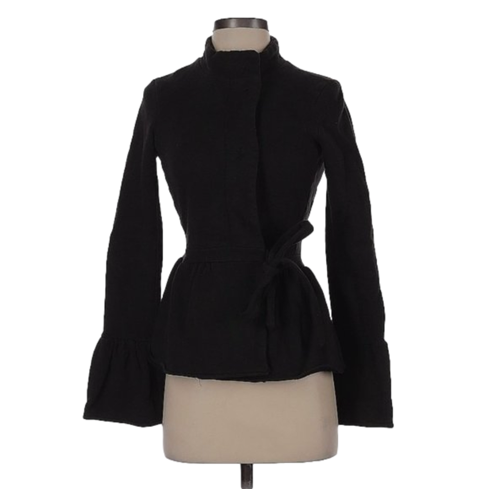 22 Black Long Bell Sleeve Coat Size SP